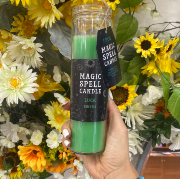 Magic spell green luck candle