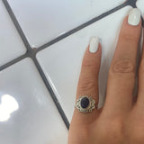 amethyst oval medusa  silver ring