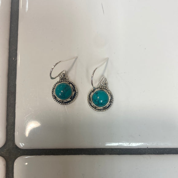Turquoise round drop earrings