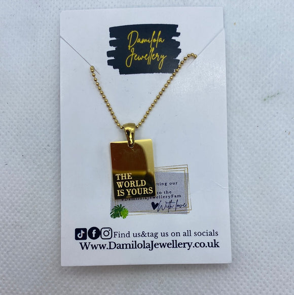 The world is yours necklace gold