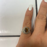 tigers eye medusa silver ring