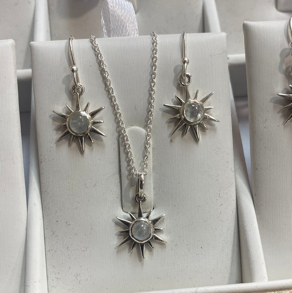 moonstone star earrings/necklace set