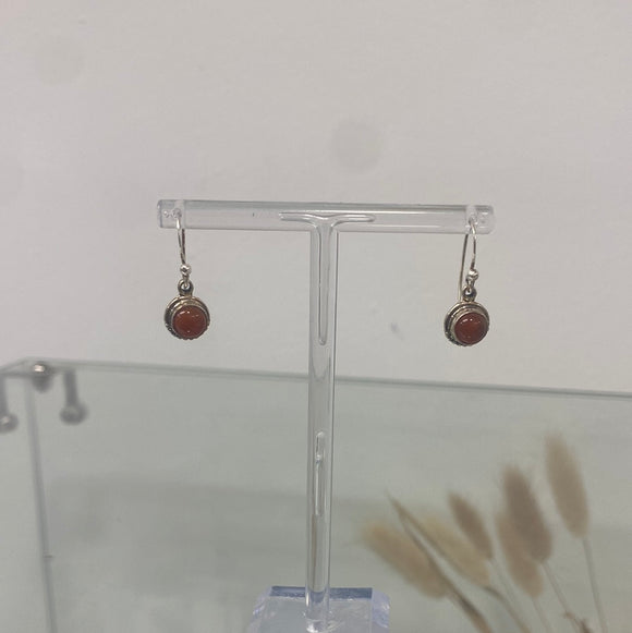 carnelian round drop earrings