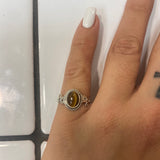 tigers eye oval silver ring