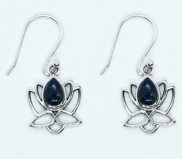 lapis lazuli lotus earrings